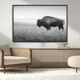 28435251-MGV-CV-36X24-Bison In Prairie Wall Art Canvas Print, Framed Rustic Wildlife Art Picture Print, Wild Buffalo Perfect Rustic Western Decor
