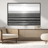 47305203-MGV-CV-36X24-Monochrome Ocean Wall Art Canvas Print, Framed Moody Ocean Art Picture Print, Calm Ocean Perfect Minimalist Coastal Decor Artwork
