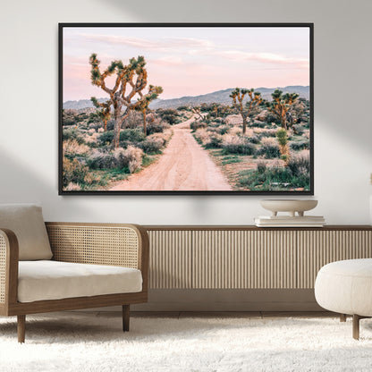 12540952-MGV-CV-36X24-Joshua Tree Park Wall Art Canvas Print, Framed Desert Road Art Picture Print, Sunset Drive Perfect Southwestern Boho Decor Artwork