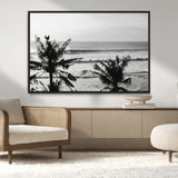 17508038-MGV-CV-36X24-Tropical Coastline Wall Art Canvas Print, Framed Palm Trees Art Picture Print, Ocean Waves Perfect Minimalist Coastal Decor