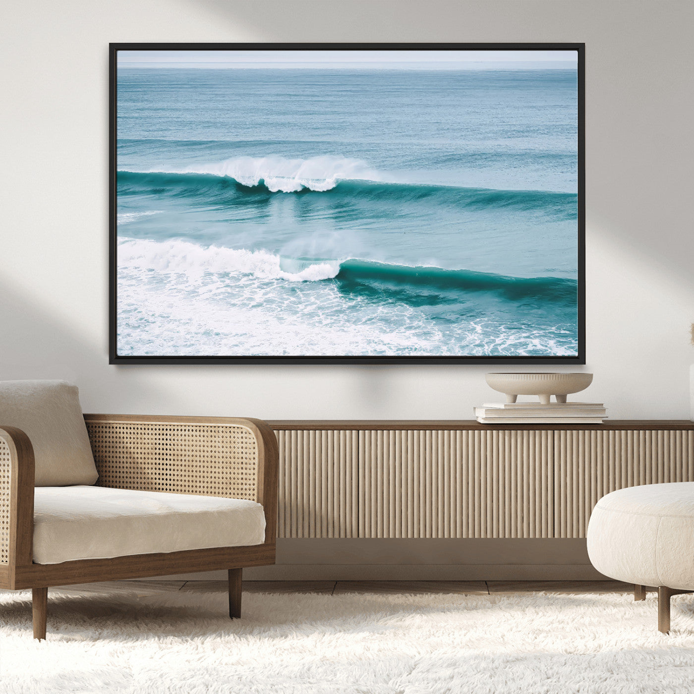 73692470-MGV-CV-36X24-Ocean Swell Wall Art Canvas Print, Framed Surf Waves Art Picture Print, Blue Water Perfect Coastal Dynamic Decor Artwork