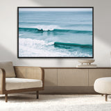 73692470-MGV-CV-36X24-Ocean Swell Wall Art Canvas Print, Framed Surf Waves Art Picture Print, Blue Water Perfect Coastal Dynamic Decor Artwork