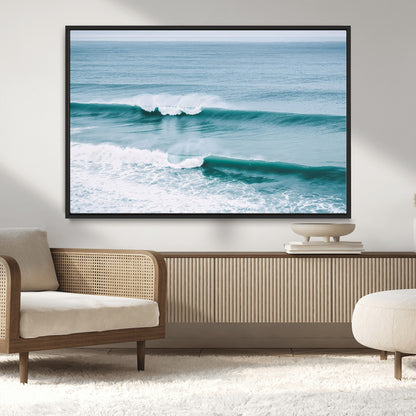 73692470-MGV-CV-36X24-Ocean Swell Wall Art Canvas Print, Framed Surf Waves Art Picture Print, Blue Water Perfect Coastal Dynamic Decor Artwork