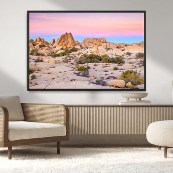 96167137-MGV-CV-36X24-Vibrant Sunset Sky Wall Art Canvas Print, Framed Joshua Tree Art Picture Print, Rugged Terrain Perfect Southwestern Boho Decor