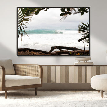 50382104-MGV-CV-36X24-Tropical Surf Wall Art Canvas Print, Framed Palm Tree View Art Picture Print, Beach House Art Perfect Boho Coastal Decor Artwork