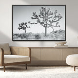 29996209-MGV-CV-36X24-Joshua Tree Art Wall Art Canvas Print, Framed Black White Landscape Art Picture Print, Desert Tree Decor Perfect Southwestern Boho