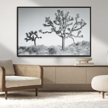 29996209-MGV-CV-36X24-Joshua Tree Art Wall Art Canvas Print, Framed Black White Landscape Art Picture Print, Desert Tree Decor Perfect Southwestern Boho