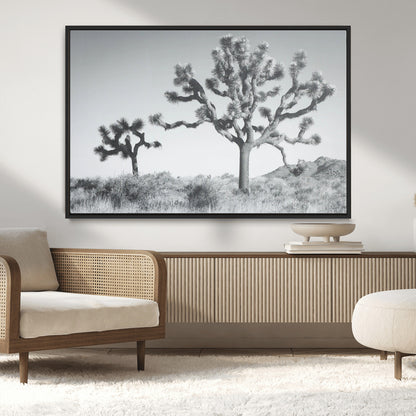 29996209-MGV-CV-36X24-Joshua Tree Art Wall Art Canvas Print, Framed Black White Landscape Art Picture Print, Desert Tree Decor Perfect Southwestern Boho
