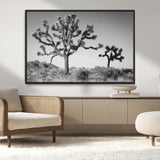 50975475-MGV-CV-36X24-Joshua Tree Art Wall Art Canvas Print, Framed Desert Tree Print Art Picture Print, Black White Nature Perfect Southwestern Boho