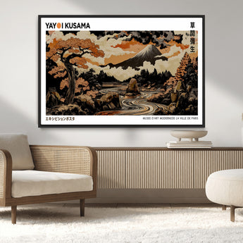 96372548-MGV-CV-36X24-Japanese Landscape Wall Art Print – Mt. Fuji Poster with Bonsai Tree & River, Ukiyo-e Inspired Modern Japanese Artwork, Autumn