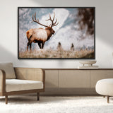 70489411-MGV-CV-36X24-Elk Photography Wall Art Canvas Print, Framed Mountain Wildlife Art Picture Print, Rustic Nature Decor Perfect Rustic Lodge Decor
