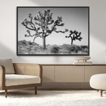 93692513-MGV-CV-36X24-Joshua Tree Wall Art Canvas Print, Framed Monochrome Desert Art Picture Print, Minimalist Nature Scene Perfect Southwestern