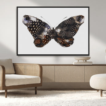 99831147-MGV-FC-36X24_Black-Spotted Butterfly Wall Art Canvas Print, Framed Neutral Insect Theme Art Picture Print, Earthy Wing Pattern Perfect Modern Rustic