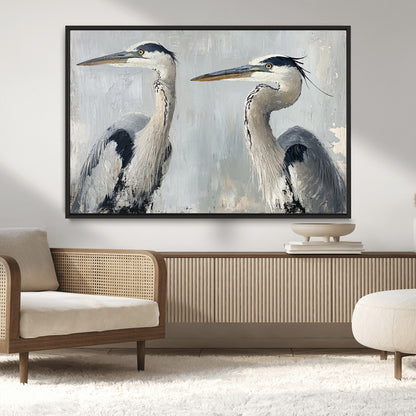 19427826-MGV-CV-36X24-Bird Canvas Decor Wall Art Canvas Print, Framed Coastal Bird Pair Art Picture Print, Minimalist Wildlife Wall Perfect Coastal