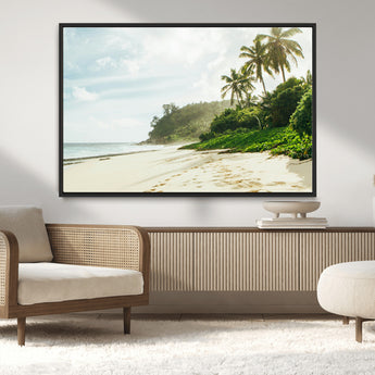 42984524-MGV-CV-36X24-Relaxing Beach Wall Art Canvas Print, Framed Ocean View Art Picture Print, Coastal Serenity Perfect Tropical Coastal Decor Artwork