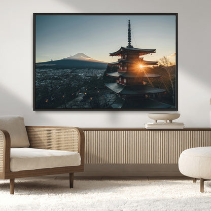 87729656-MGV-FC-36X24_Black-Mount Fuji Wall Art Canvas Print, Framed Japan Travel Art Picture Print, Chureito Pagoda Perfect Zen Minimalism Decor Artwork