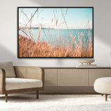 36108696-MGV-FC-36X24_Black-Coastal Grass Wall Art – Serene Ocean View Canvas Print, Beach Nature Photography Decor for Living Room, Bedroom, Office or Modern