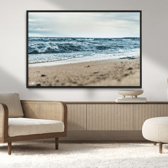 81812590-MGV-CV-36X24-Ocean Wall Art Wall Art Canvas Print, Framed Coastal Canvas Art Picture Print, Moody Seascape Perfect Coastal Minimalist Decor
