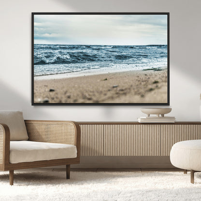 81812590-MGV-CV-36X24-Ocean Wall Art Wall Art Canvas Print, Framed Coastal Canvas Art Picture Print, Moody Seascape Perfect Coastal Minimalist Decor