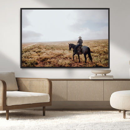 57597730-MGV-CV-36X24-Cowboy Wall Art Wall Art Canvas Print, Framed Western Canvas Art Picture Print, Rustic Ranch Scene Perfect Rustic Western Decor