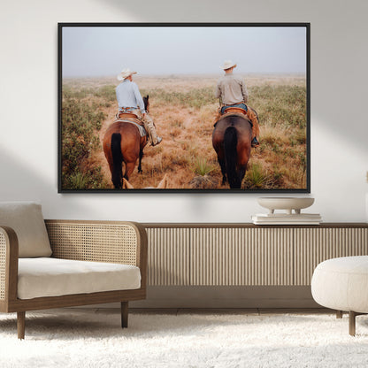 54943176-MGV-CV-36X24-Cowboy Wall Art Wall Art Canvas Print, Framed Western Canvas Art Picture Print, Rustic Ranch Scene Perfect Rustic Western Decor