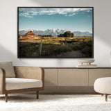 92497443-MGV-CV-36X24-Rustic Farmhouse Wall Art Canvas Print, Framed Mountain Cabin Art Picture Print, Western Landscape Perfect Rustic Farmhouse Decor