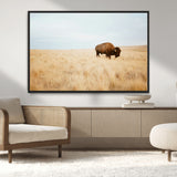 61392510-MGV-CV-36X24-Buffalo Wall Art Wall Art Canvas Print, Framed Western Wildlife Decor Art Picture Print, Rustic Farmhouse Art Perfect Rustic
