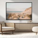 28064037-MGV-CV-36X24-Minimalist Seascape Wall Art Canvas Print, Framed Neutral Beach Print Art Picture Print, Sand Dune Photography Perfect