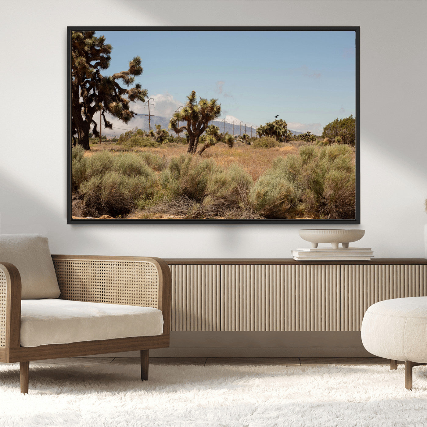 16114018-MGV-CV-36X24-Joshua Tree Wall Art Canvas Print, Framed Desert Landscape Art Picture Print, Mountain Horizon Perfect Southwestern Boho Decor