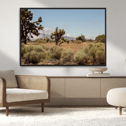 16114018-MGV-CV-36X24-Joshua Tree Wall Art Canvas Print, Framed Desert Landscape Art Picture Print, Mountain Horizon Perfect Southwestern Boho Decor