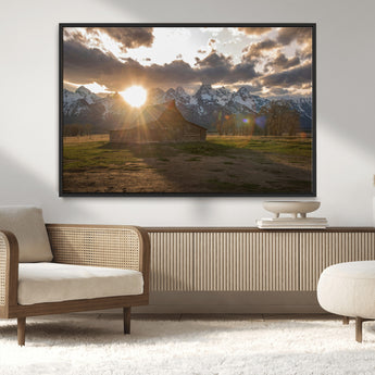 52555760-MGV-CV-36X24-Snowy Peaks Wall Art Canvas Print, Framed Nature Escape Art Picture Print, Rustic Charm Perfect Rustic Western Decor Artwork