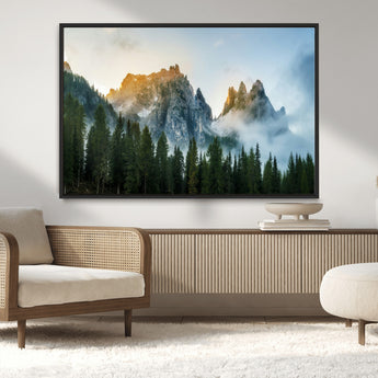 21145440-MGV-CV-36X24-Wilderness Wall Art Wall Art Canvas Print, Framed Nature Landscape Decor Art Picture Print, Misty Forest Photography Perfect