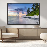 75045485-MGV-CV-36X24-Tropical Beach Wall Art Canvas Print, Framed Sunset Glow Art Picture Print, Palm Tree Coast Perfect Tropical Coastal Decor Artwork