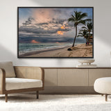 62574547-MGV-CV-36X24-Tropical Storm Wall Art Canvas Print, Framed Moody Beach Art Picture Print, Dramatic Sky Perfect Tropical Coastal Decor Artwork