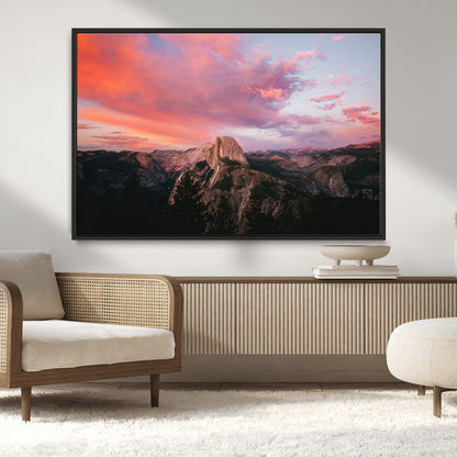32786115-MGV-CV-36X24-Half Dome Wall Art Canvas Print, Framed Yosemite National Park Art Picture Print, Dramatic Sunset Perfect Adventurous Wilderness