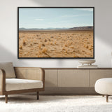 55918919-MGV-CV-36X24-Desert Landscape Wall Art – Golden Grass Plains and Mountain Horizon Canvas Print, Southwest Nature Photography Decor for Living