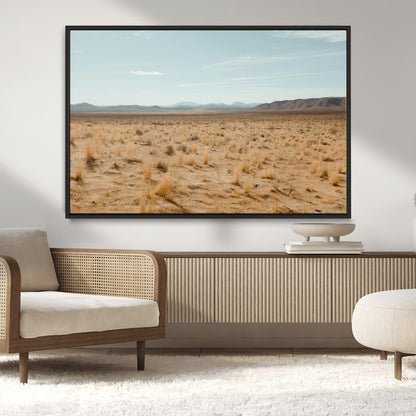 55918919-MGV-CV-36X24-Desert Landscape Wall Art – Golden Grass Plains and Mountain Horizon Canvas Print, Southwest Nature Photography Decor for Living