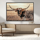 95745718-MGV-CV-36X24-Texas Longhorn Wall Art – Western Cattle Photography Canvas Print, Rustic Ranch Animal Artwork Country Farmhouse Decor for Living