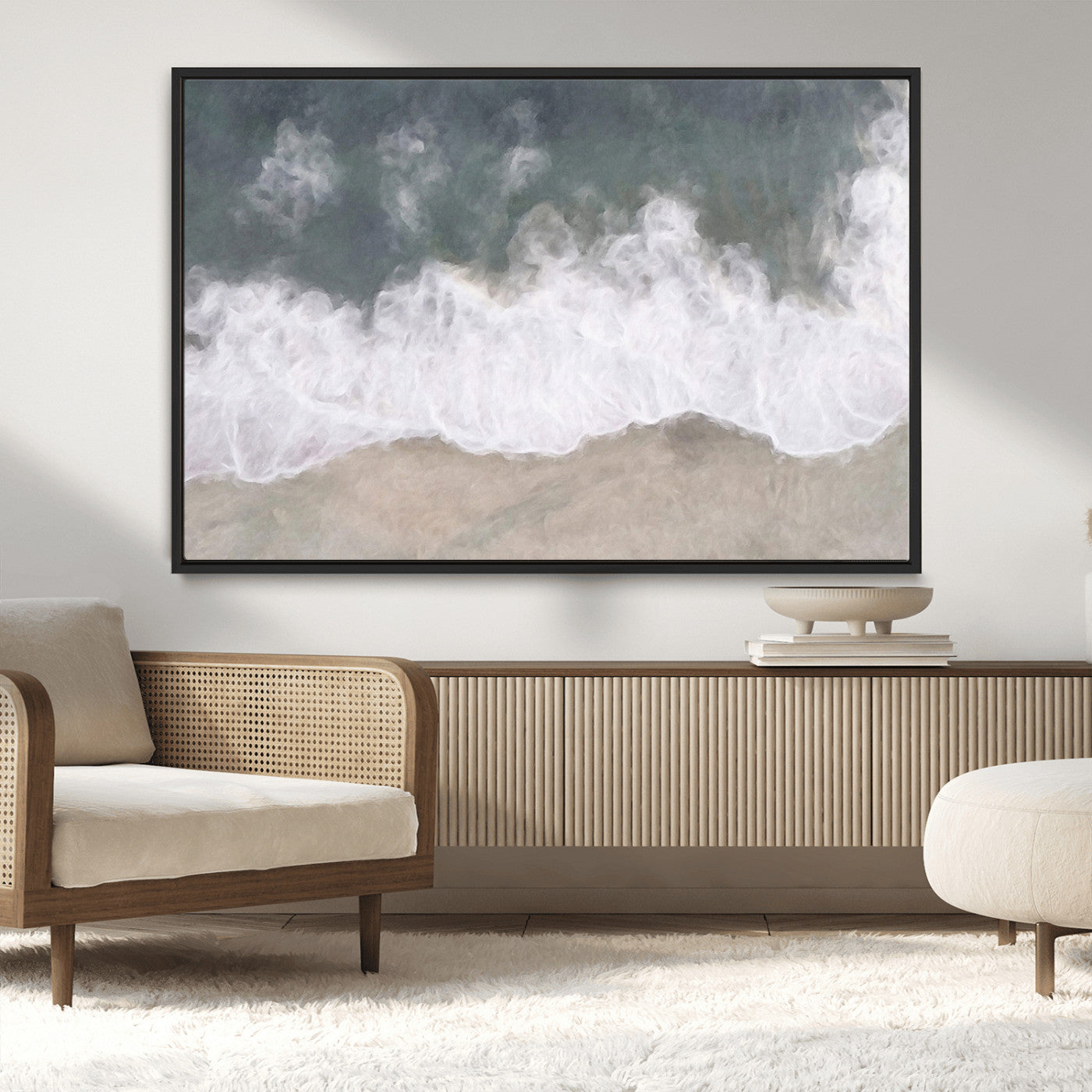 10072982-MGV-CV-36X24-Abstract Ocean Wave Wall Art – Coastal Beach Canvas Print, Minimalist Seascape Painting, Modern Ocean Inspired Artwork for Living