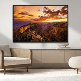 75573843-MGV-CV-36X24-Grand Canyon Sunset Wall Art – Panoramic Canyon Landscape Canvas Print, Dramatic Desert Cliffs Artwork, Nature Inspired Scenic