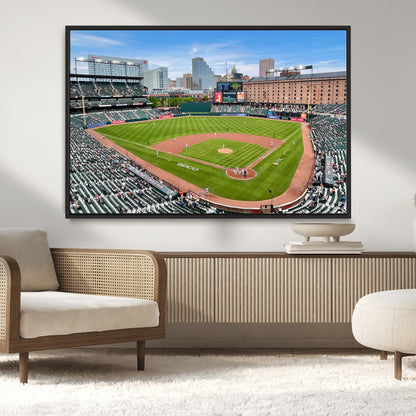 76426407-MGV-CV-36X24-Baseball Stadium Daytime – Panoramic Ballpark Canvas Wall Art, Sports Decor for Office, Man Cave, Game Room, Sports Bar, Baseball