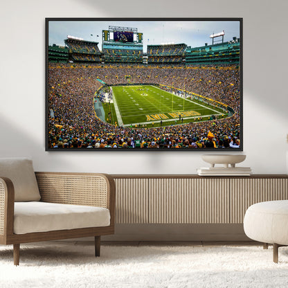 96617112-MGV-CV-36X24-Lambeau Field Wall Art – Green Bay Packers NFL Football Stadium Canvas Print – Game Day Crowd Sports Decor for Man Cave, Bar, or