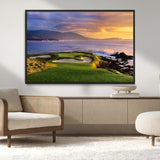 39644075-MGV-CV-36X24-Golf Course Wall Art – Coastal Sunset Canvas Print, Scenic Oceanfront Fairway Landscape Decor for Office, Man Cave, or Living Room