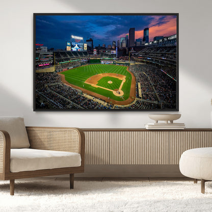 68222753-MGV-CV-36X24-Baseball Stadium Wall Art – Panoramic Night Game Canvas Print, Sports Decor for Man Cave, Office, Bar, or Living Room