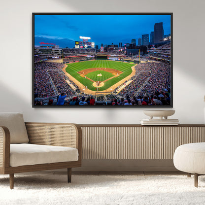 77273035-MGV-CV-36X24-Baseball Stadium Wall Art – Panoramic Evening Game Canvas Print, Sports Fan Decor for Man Cave, Office, Bar, or Living Room
