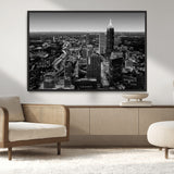 46578567-MGV-CV-36X24-Atlanta Skyline Wall Art – Black and White Cityscape Canvas Print, Modern Urban Night Decor for Office, Living Room, or Apartment