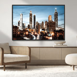 23859158-MGV-CV-36X24-Atlanta Skyline Wall Art – Modern Cityscape Canvas Print with Night Lights and Traffic Trails, Urban Decor for Office, Apartment,
