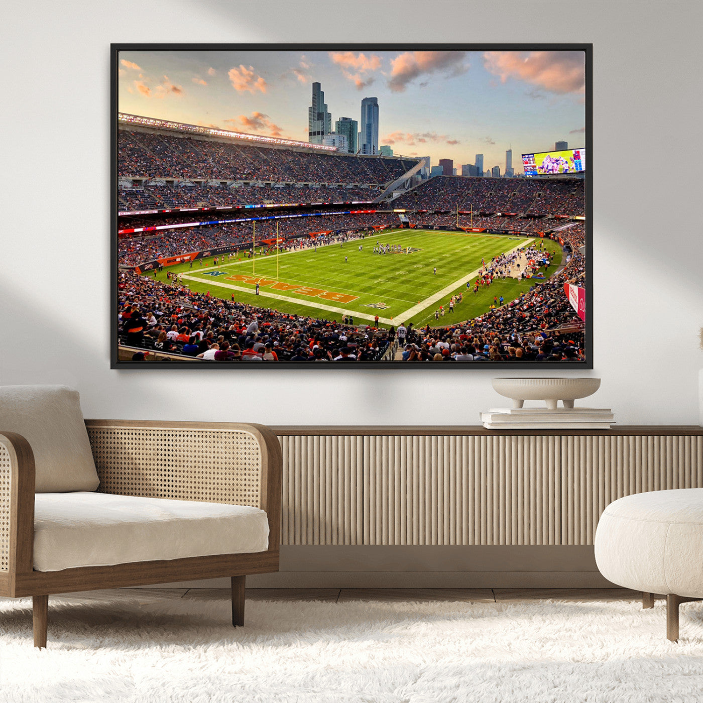 55377093-MGV-CV-36X24-Soldier Field Wall Art – Panoramic Chicago Bears Football Stadium Canvas Print, Game Day Sports Decor for Man Cave, Bar, Office,