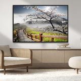 34632598CRY-MGV-CV-36X24-Sakura Cherry Blossom Pathway Canvas Wall Art – Tranquil Walk Through Blossoming Nature – Ready to Hang