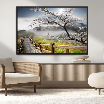 34632598CRY-MGV-CV-36X24-Sakura Cherry Blossom Pathway Canvas Wall Art – Tranquil Walk Through Blossoming Nature – Ready to Hang